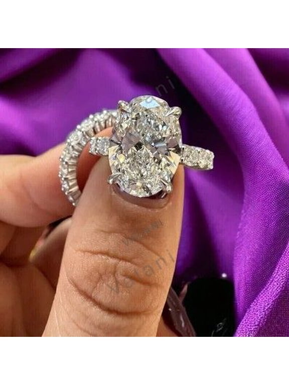 5.40CT Lab Grown Diamond Ring Sets 14K White Gold Oval CVD VVS India
