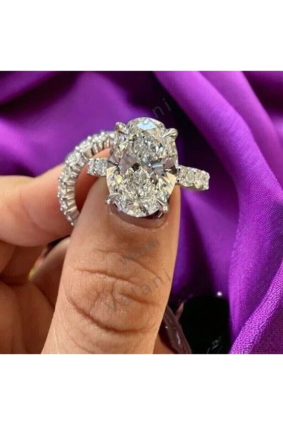 5.40CT Lab Grown Diamond Ring Sets 14K White Gold Oval CVD VVS India