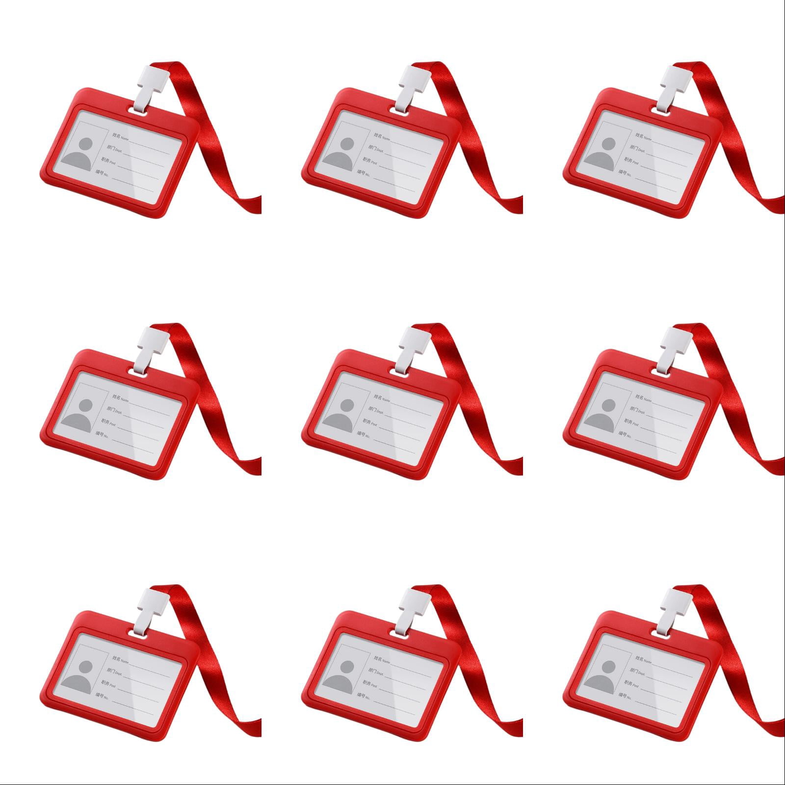 5-40PC ID Badge Holder 4x3 Inch Horizontal Double Sided Clear Hard Plastic Case with Detachable Neck Lanyard for Office School Credit Cards Name Tags ID Passes