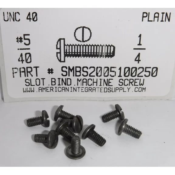 #5-40X1/4 Binding Head Slotted Machine Screws Steel Plain (150)