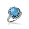 thumbnail image 1 of 5.43 Cts. Larimar Blue Topaz 925 Sterling Silver Flower Cluster Ring, 1 of 8
