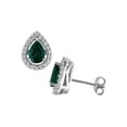 thumbnail image 1 of 5.45 Carat (Ctw) Lab-Created Emerald and Created White Sapphire Earrings in Sterling Silver for Women, 1 of 4