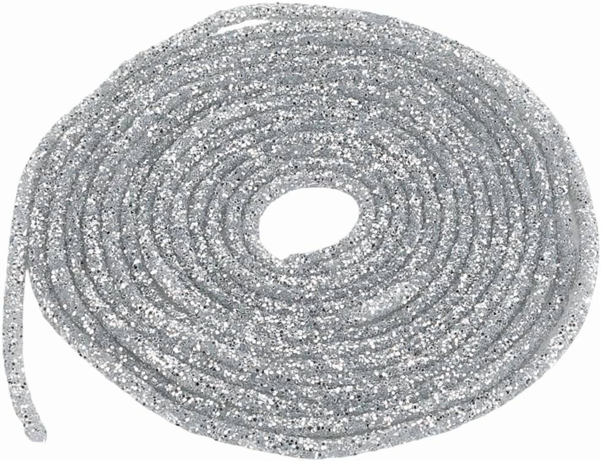 5.47 Yards 0.24 inch Silver Glitter Rope Ribbons Sparkle Sequins Round ...