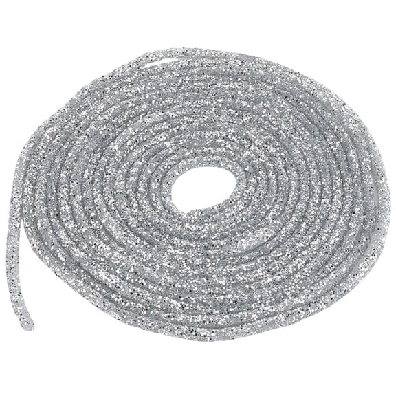 5.47 Yards 0.24 inch Silver Glitter Rope Ribbons Sparkle Sequins Round Cord Trimming Glass Rhinestone Tube Sequin String