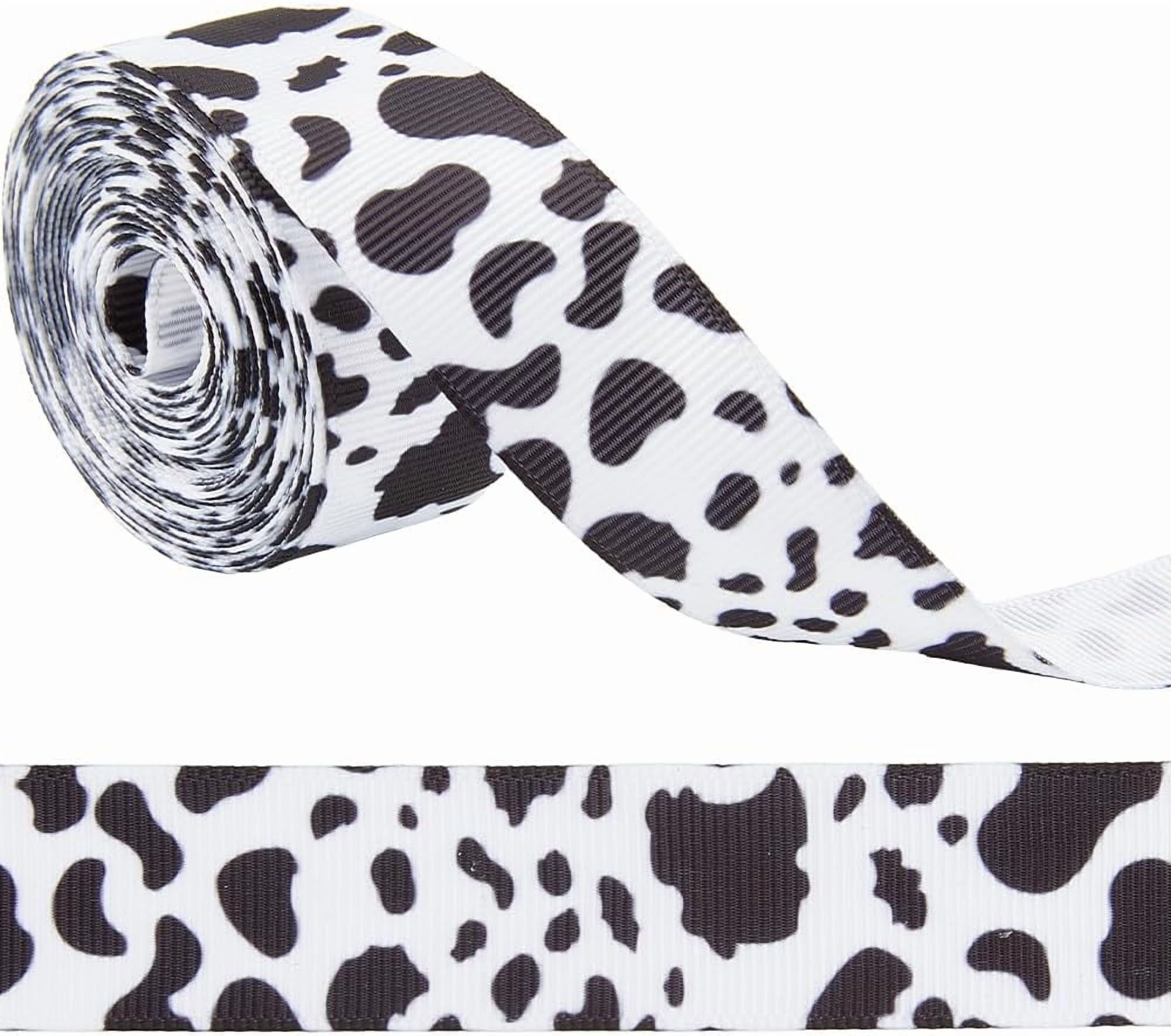 Cow Ribbon 5.47 Yards 0.88 inch Cow Print Ribbon Black White Spot Pattern Farm ...