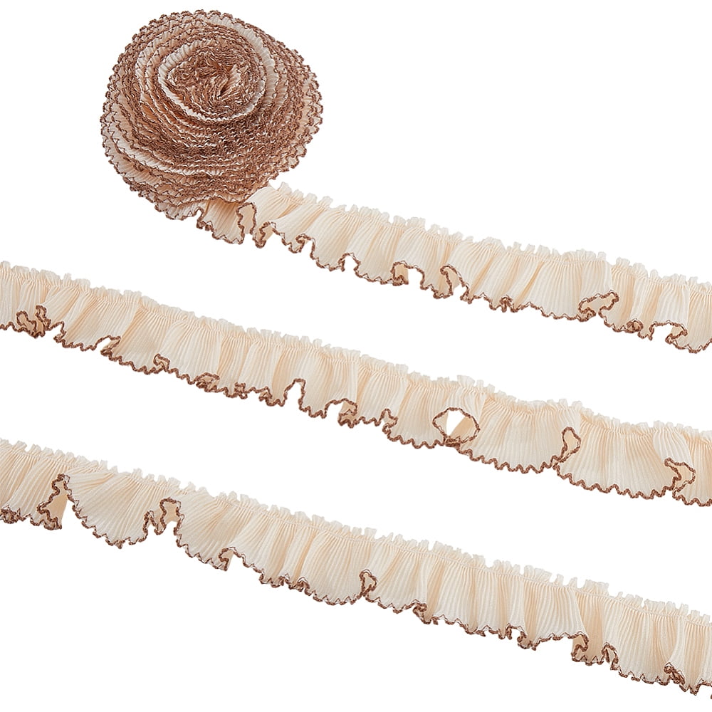 5.47 Yards 1.13 Inch Apricot Pleated Chiffon Ribbons Ruffle Tulle Soft ...