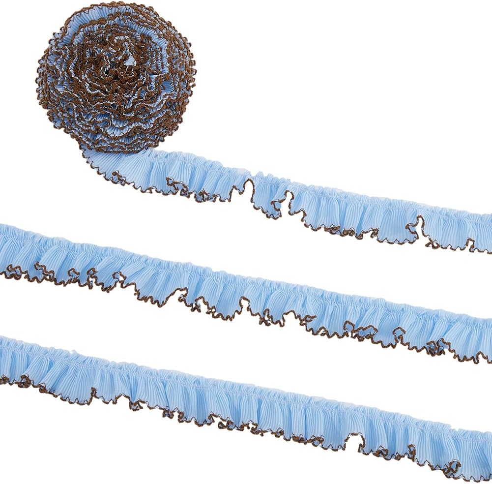 5.47 Yards 1.13 Inch Light Blue Pleated Ribbons Ruffle Tulle Soft ...