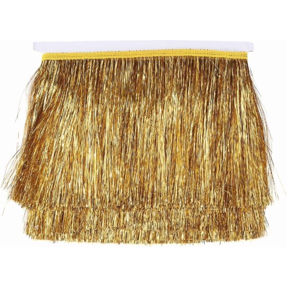 5.47 Yards Gold Sparkle Metallic Tassel Tinsel Fringe Golden Shiny Chainette Glittery Polyester Lace Ribbon Trim