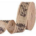 thumbnail image 1 of 5.47 Yards Musical Note Burlap Ribbon Tan Color Craft Ribbon Decorative Edging Trimming Sewing Webbing for Gift Packaging Party Decoration Sewing Craft, 1 of 7