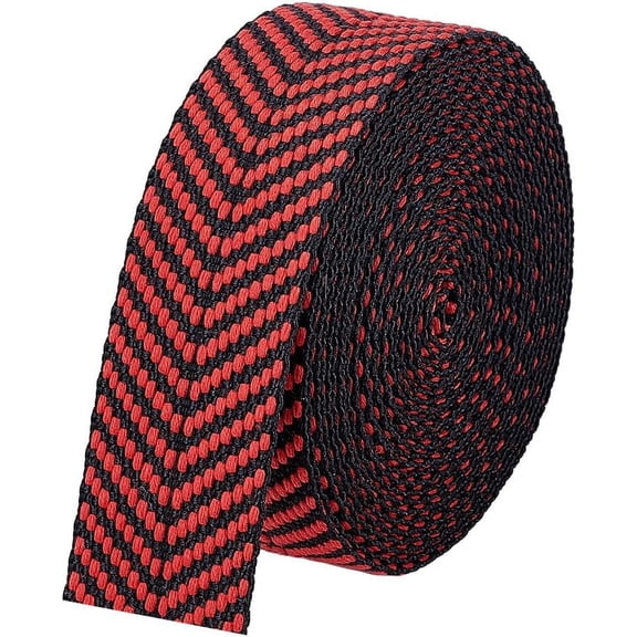 5.47 Yards Polycotton Webbing Jacquard Webbing with V Pattern Flat Webbing for Webbing Bag Handles Red DIY