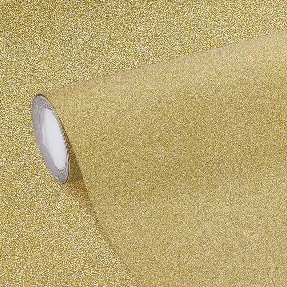 5.47Yard Gold Glitter Vinyl Contact Paper Self Adhesive 15.7inch Wide Glitter Wallpaper Stick and Peel Removable Sparkle Wall Border