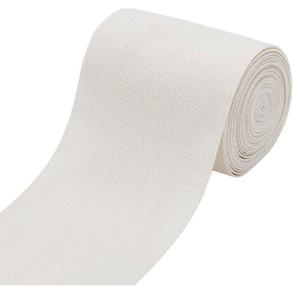 5.47Yards Antique White Herringbone Ribbon 3.94 Inch Cotton Webbing Carpet Binding Trim Twill Tape for Sewing Binding Gift Wrapping DIY Crafts