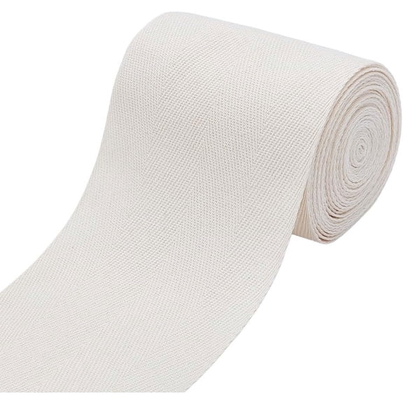5.47Yards White Herringbone Ribbon 3.94 Inch Cotton Webbing Carpet Binding Trim Twill Tape for Sewing Binding Gift Wrapping DIY Crafts 1set