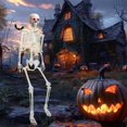 thumbnail image 1 of 5.4FT Halloween Light-up Skeleton Decor, Movable Joints Realistic Full Body Bones Skeleton Prop with Glowing Eyes, 1 of 10