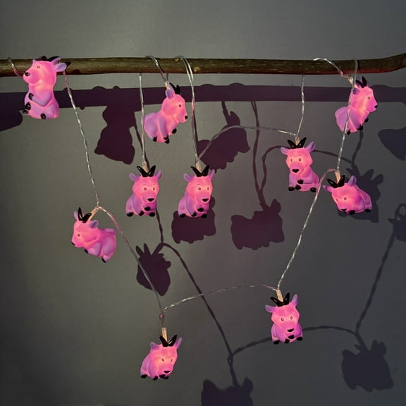 5.4FT Purple Goat String Lights Battery Powered 10LEDs Sheep Light for Halloween Party Christmas Decoration