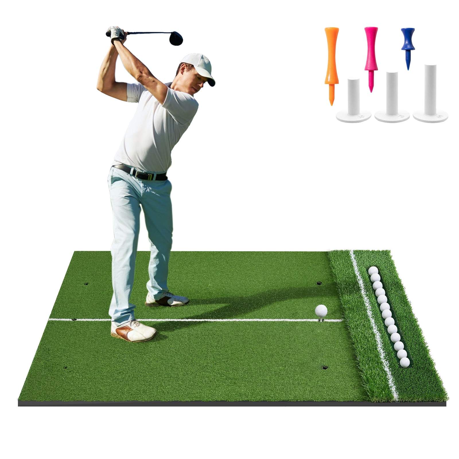 5*4ft Golf Hitting Mat with Integrated Ball Tray,45mm Extra Thick Dual ...
