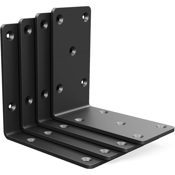 5"5"2.5" Heavy Duty L Bracket, Black Steel Right Angle Corner Brace, Support for Pergola, Shelves, Wooden Structures, Wood Posts and DIY Projects