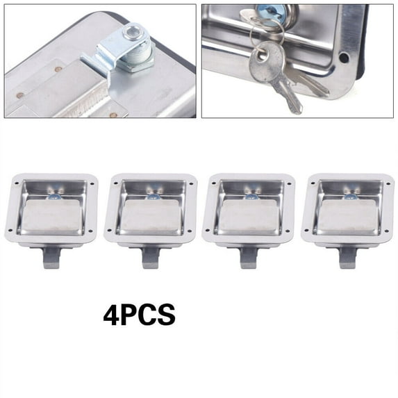 5.5"*4.25" 4 Trailer Paddle Door Latch Handle RV Truck Tool Box Lock Steel+Keys for trucks, cars, vans
