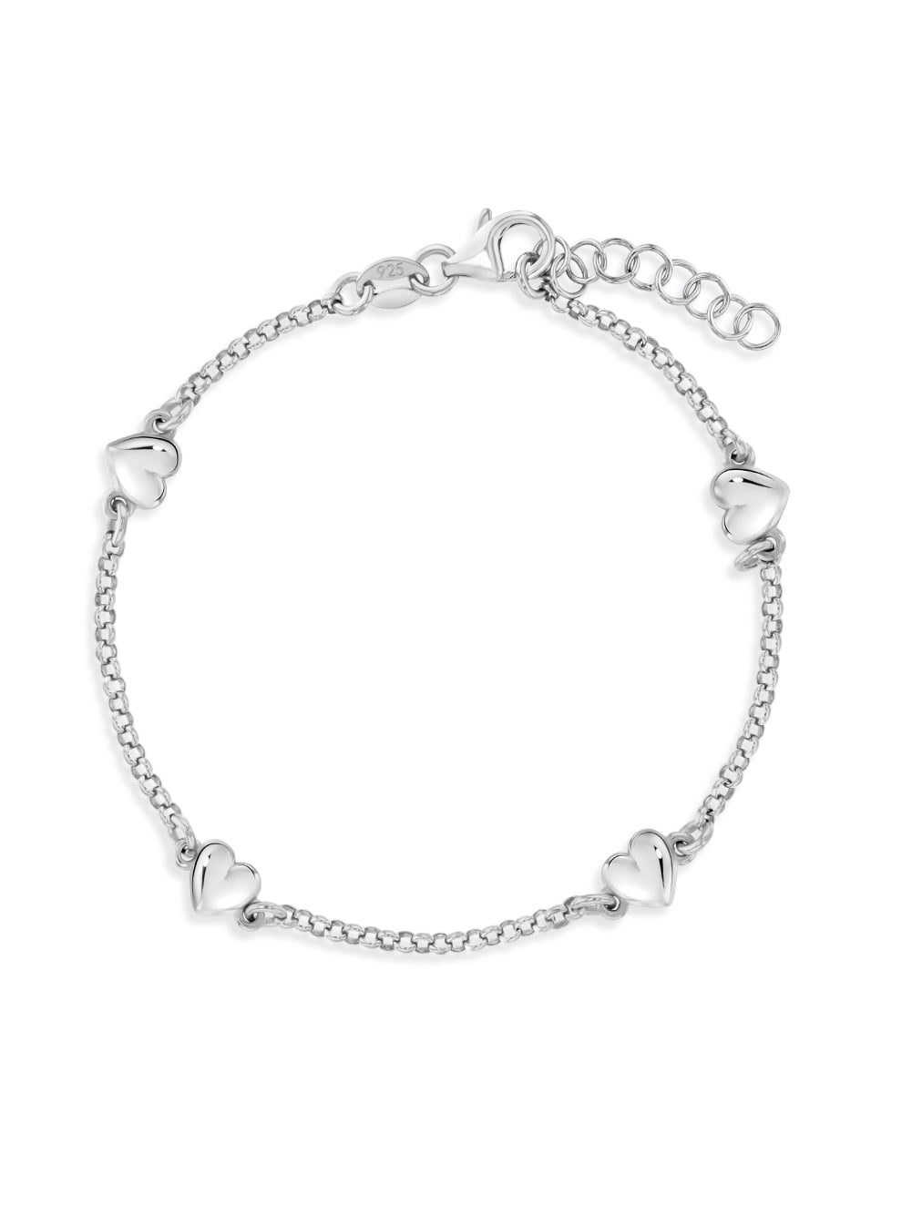 5.5" 6.5" Puffed Linked Hearts Kids / Children's / Girls Bracelet