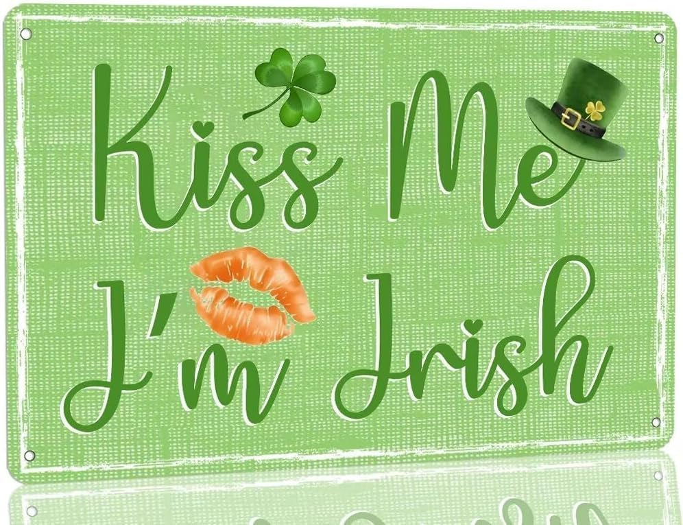 5.5"×8" Kiss Me I'm Irish Metal Tin Sign Irish St Patrick's Day Party