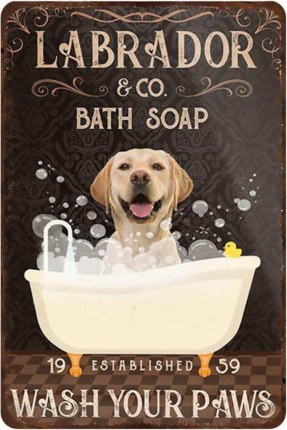 5.5×8 inch Labrador Retriever Dog Bath Soap Vintage Metal Sign Tin Sign