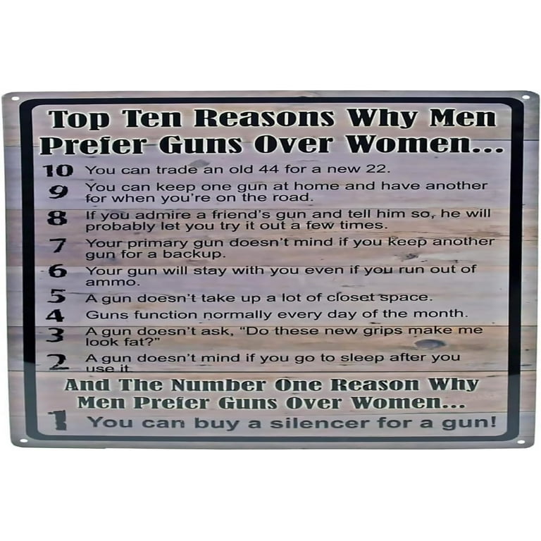Why Men Prefer Guns Sign Funny Tin Metal Pub Wall Decor Why Men Prefer Guns Sign Funny Tin Metal Pub Wall Decor