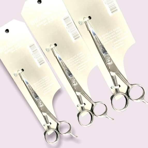 5.5” Barber scissors Hair scissors Professional Hair Shears Cutting Shears 440C Hair Cutting Scissors Barber Shears Haircut Scissors Silvery ( 3 pieces)