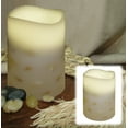 thumbnail image 1 of 5.5" Battery Operated Ivory Embedded Seashells Flameless LED Flickering Pillar Candle, 1 of 2