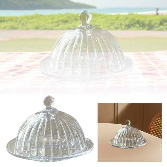 5.5'' Clear Glass Cake Stand with Lid Cake Holder Covered Versatile Glass Dome Dessert Stand for Christmas Party Table Centerpiece