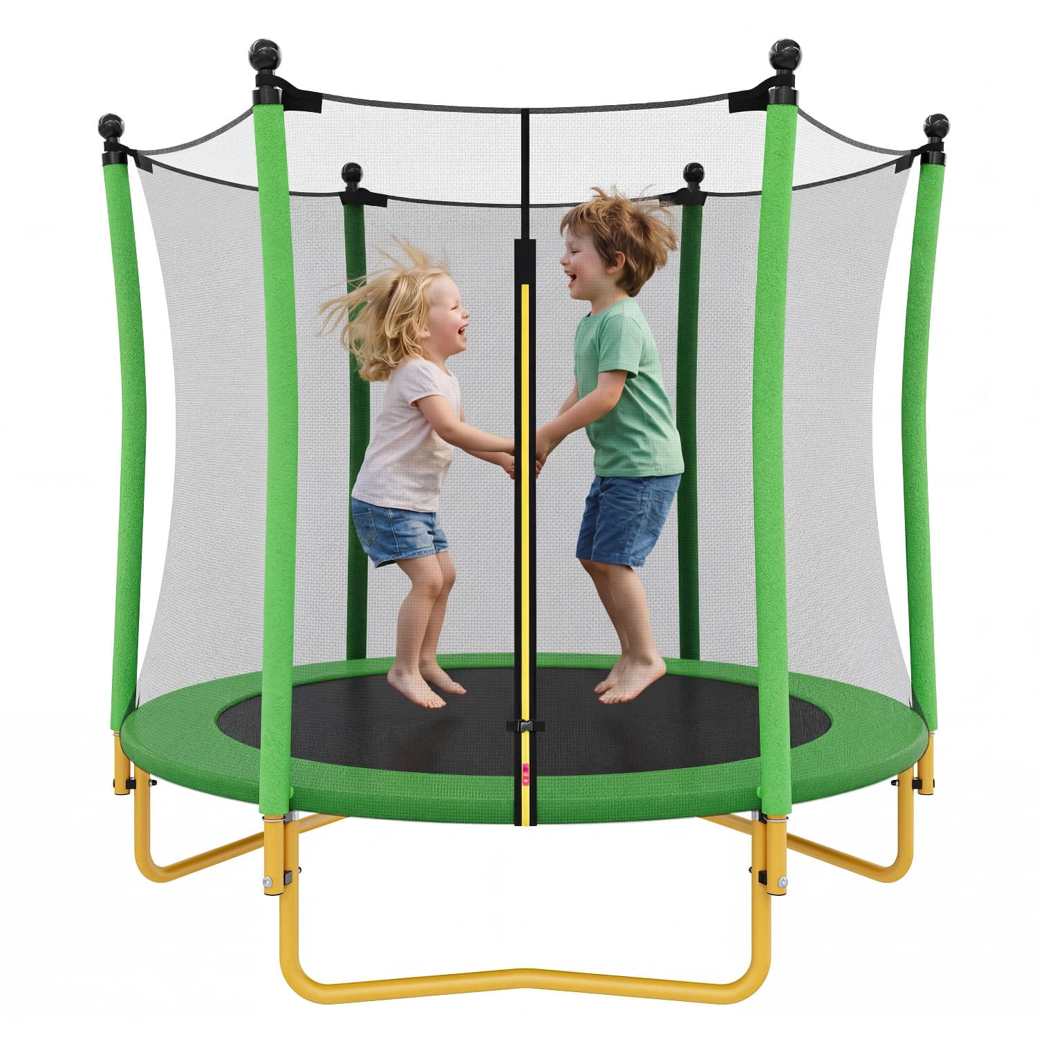 5.5 FT Kids Trampoline with Safety Enclosure Net, U-Shaped Steel Legs & Foam Poles, Heavy Duty Mini Trampoline for Indoor Outdoor Toddler Play