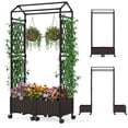 thumbnail image 1 of 5.5 FT Raised Garden Bed with Trellis Self-Watering Planter Boxes with Lockable Wheels, 2 Configurations Vertical Garden Planter for Patio Balcony, 1 of 10