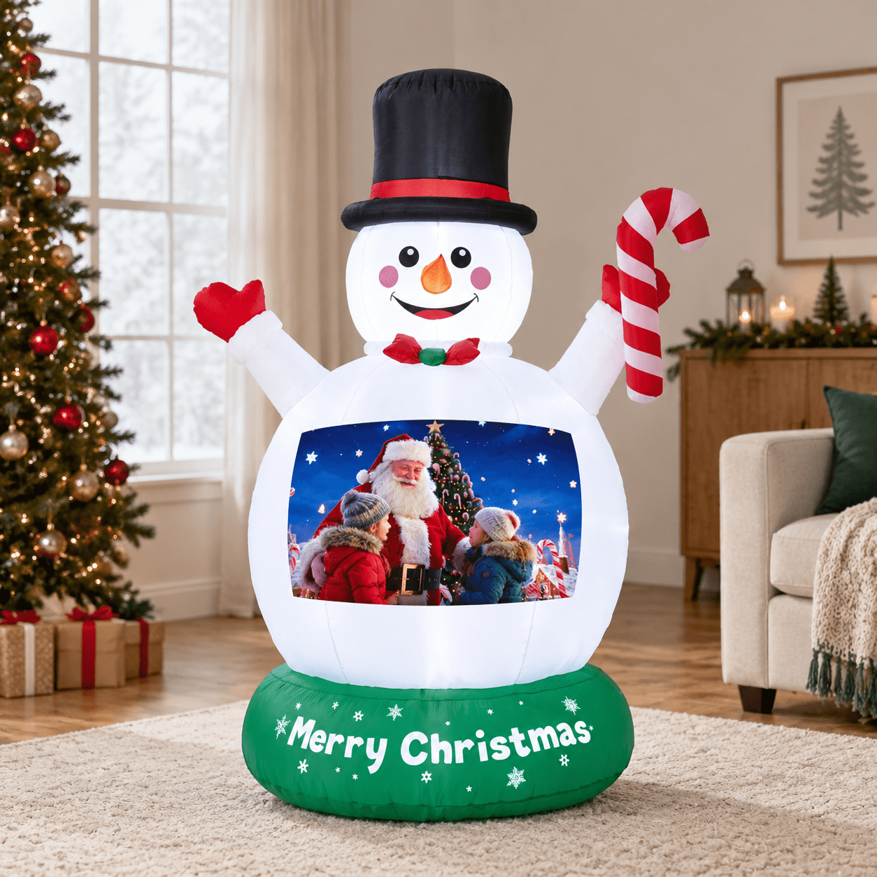Rojection Formula 5.5 Ft Giant Inflatable Snow Globe with Snowman, Projection Animation ...