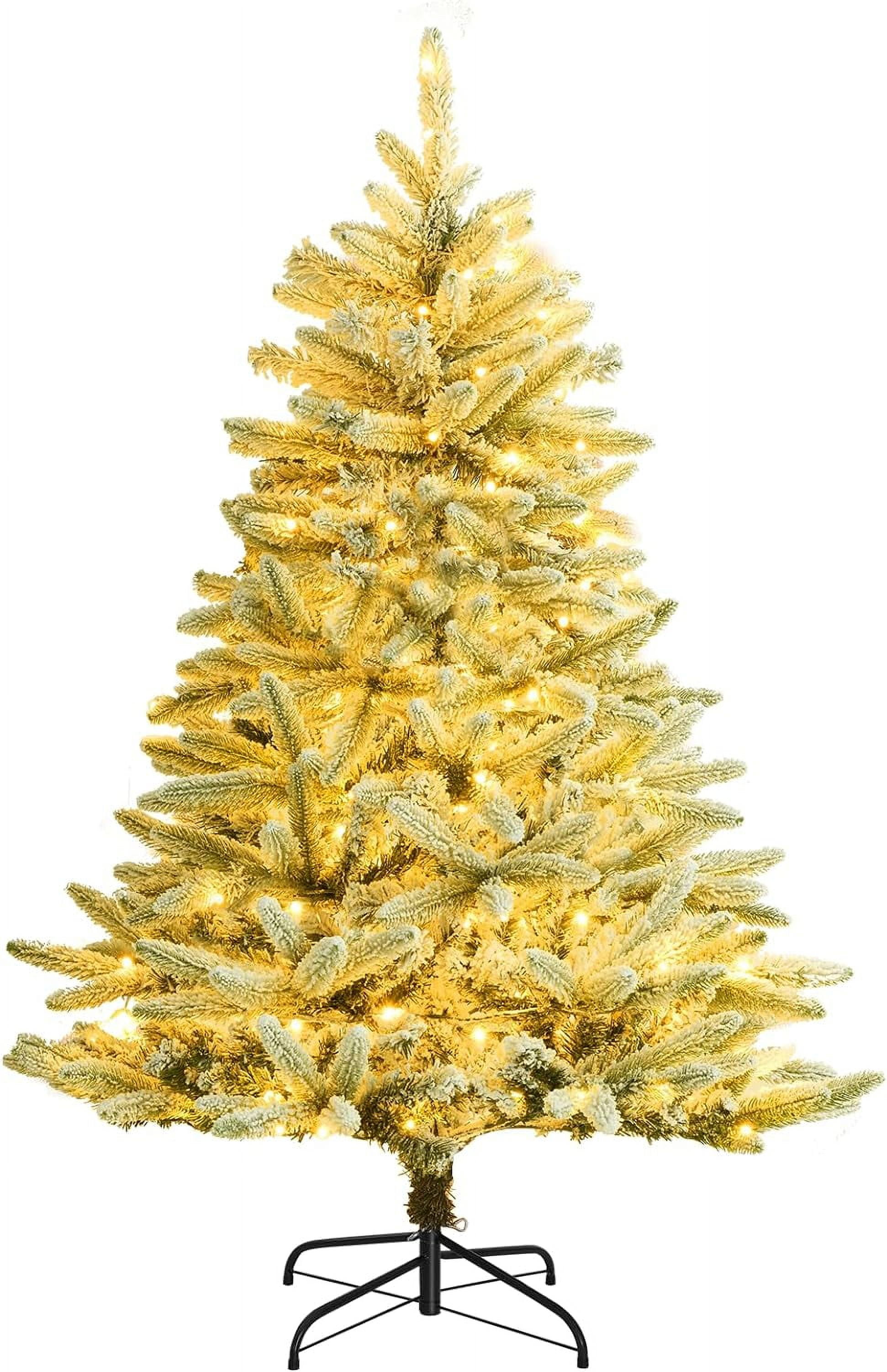 5.5 Ft Pure White Christmas Tree with Clear Lights Collapsible for Easy