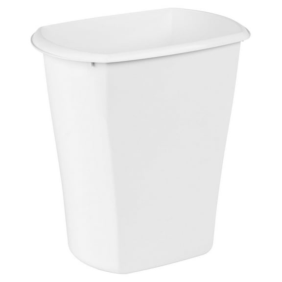 5.5 Gallon Rectangular Wastebasket, Open-top, Medium Sized Trash Can for the Bathroom, Bedroom, or Office, White, 6-Pack