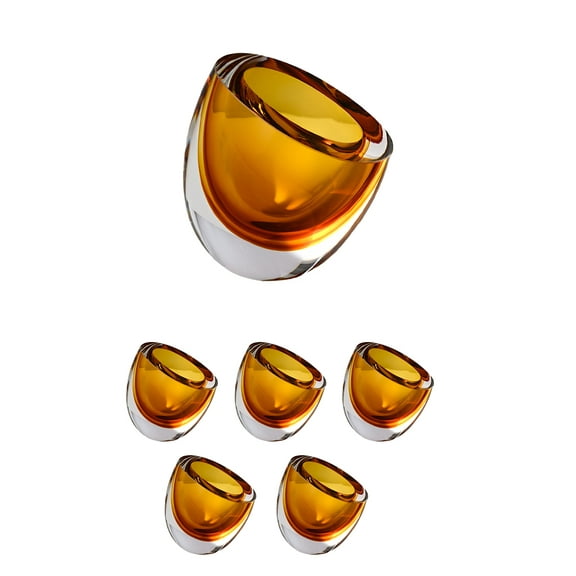 5.5" Handblown Amber Glass Tilted Vases, Set of 6