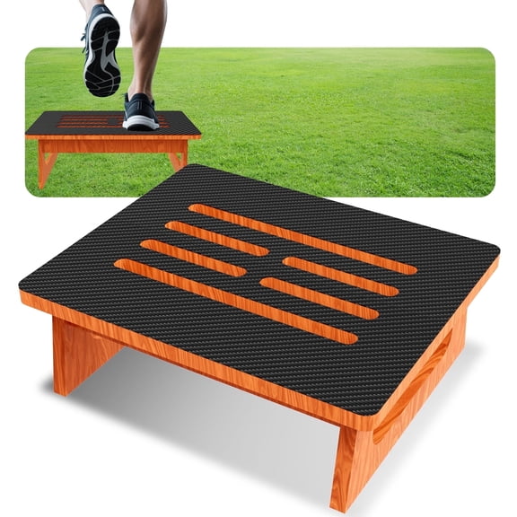 UBeesize 5.3" Height Heavy Duty One Step Stool, Non-Slip Wooden Foot Stool for Home and Outdoor, 400 lb Capacity, Brown, 1-Pack