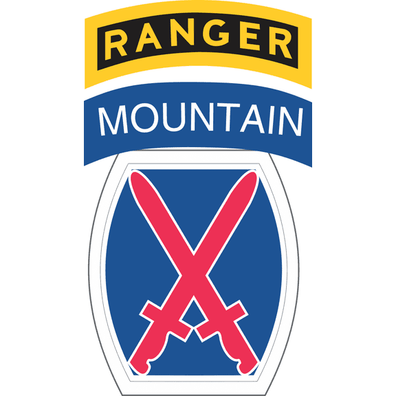 5.5 Inch 10th Mountain Division with Ranger Tab Sticker Decal