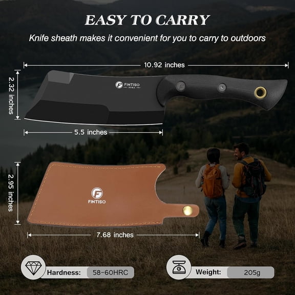 5.5 Inch Butcher Knife, 2-in-1 Chef & Meat Cleaver with Sheath, Multipurpose Full  G10 Handle Kitchen Knives for Bone Chopping, 14C28N High Carbon Stainless Steel for Home and Outdoor