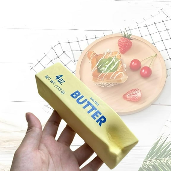 5.5 Inch Butter Squishy Toys, Large Super Soft Butter-Shaped Slow Rising Squishy, Sticky Butter Sticks Squeeze Toys, Realistic Food Squishies Fidget Toys for Decompression Anxiety Relaxation