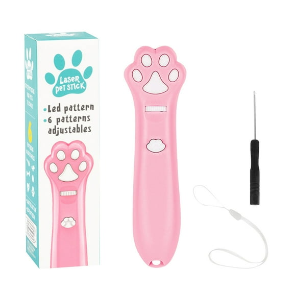 5.5 Inch Cat Paw Laser Pointer Toy, Interactive 6-Pattern LED Light for Cats, Manual Pet Chaser Toy for Indoor Kittens and Dogs, Pink