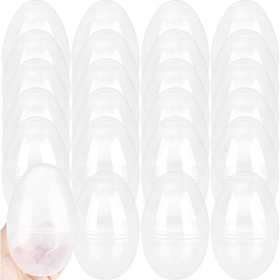 5.5 Inch Clear Plastic Easter Eggs, 24-Pack Large Transparent Fillable Eggs for Easter Egg Hunt Basket Toys and Party Decorations