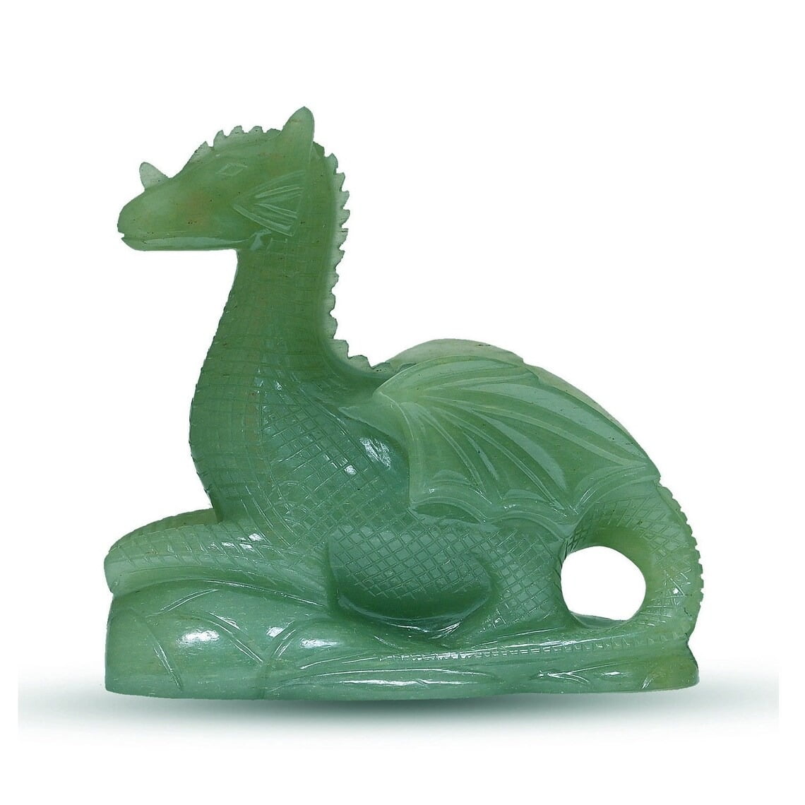 5.5 Inch Green Aventurine Dragon Figurine Sculpture for Home Decor