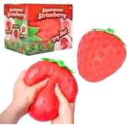 5.5 Inch Jumbo Strawberry Squishy, Slow Rising Scented Fruit Fidget Toy, Realistic Fruit Squeeze Toy for Relief, Adults Kids Sensory Fidget Strawberry Squishy Gifts Party Favor