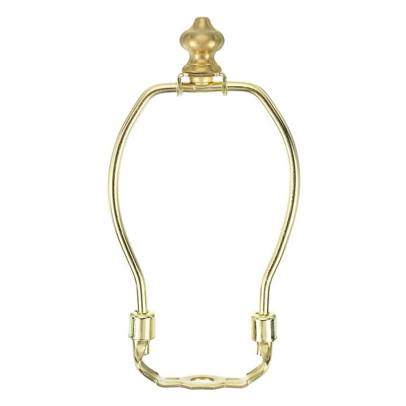 5.5 Inch Lamp Harp Kit with 1 Inch Height Solid Brass Finial, 1 Set Heavy Duty Bracket with Standard Saddle & Finial Detachable Shade Holder for Table Floor Lamps, Gold