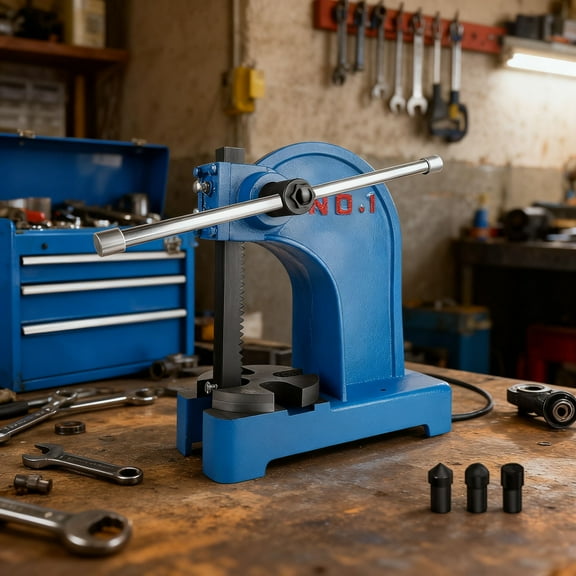 5.5 Inch Maximum Height Manual Arbor Press 1 Ton, Press Machine for Riveting Punching Holes, Heavy Duty Arbor Presses, with Manual Desktop Arbor Press Cast Iron Material