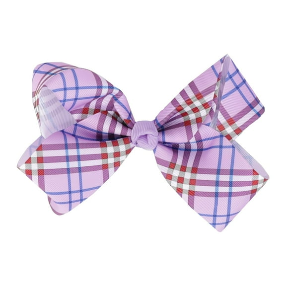 5.5 Inch Plaid Bow Hair Clip (Purple)