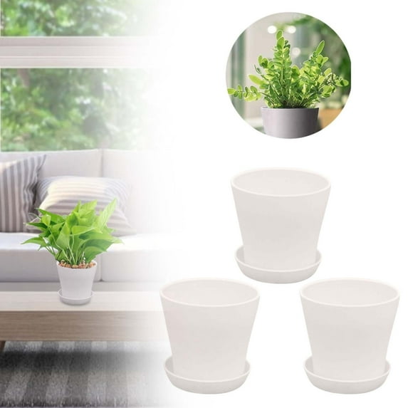 5.5 Inch Plant Pots Indoor Outdoor, 3 Pack Colorful Plant Flower Pots with Drainage Holes and Saucers Plastic Planters Nursery Pots for Garden Plants Flowers