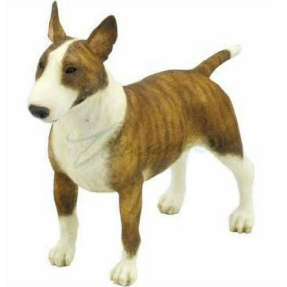 5.5 Inch Poly Stone Bull Terrier Dog Figurine Home Decor Brown White