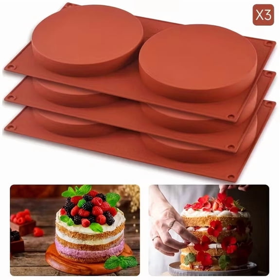 5.5 Inch Silicone Baking Molds 3 Pack Non Stick Flexible Pans for Oven Air Fryer
