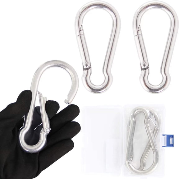 5.5 Inch Stainless Steel Carabiner Clip Spring Snap Hook - 2 Packs Heavy Duty Carabiner Clips for Keys,Swing Set,Camping,Fishing,Hiking Traveling,600 lbs Capacity